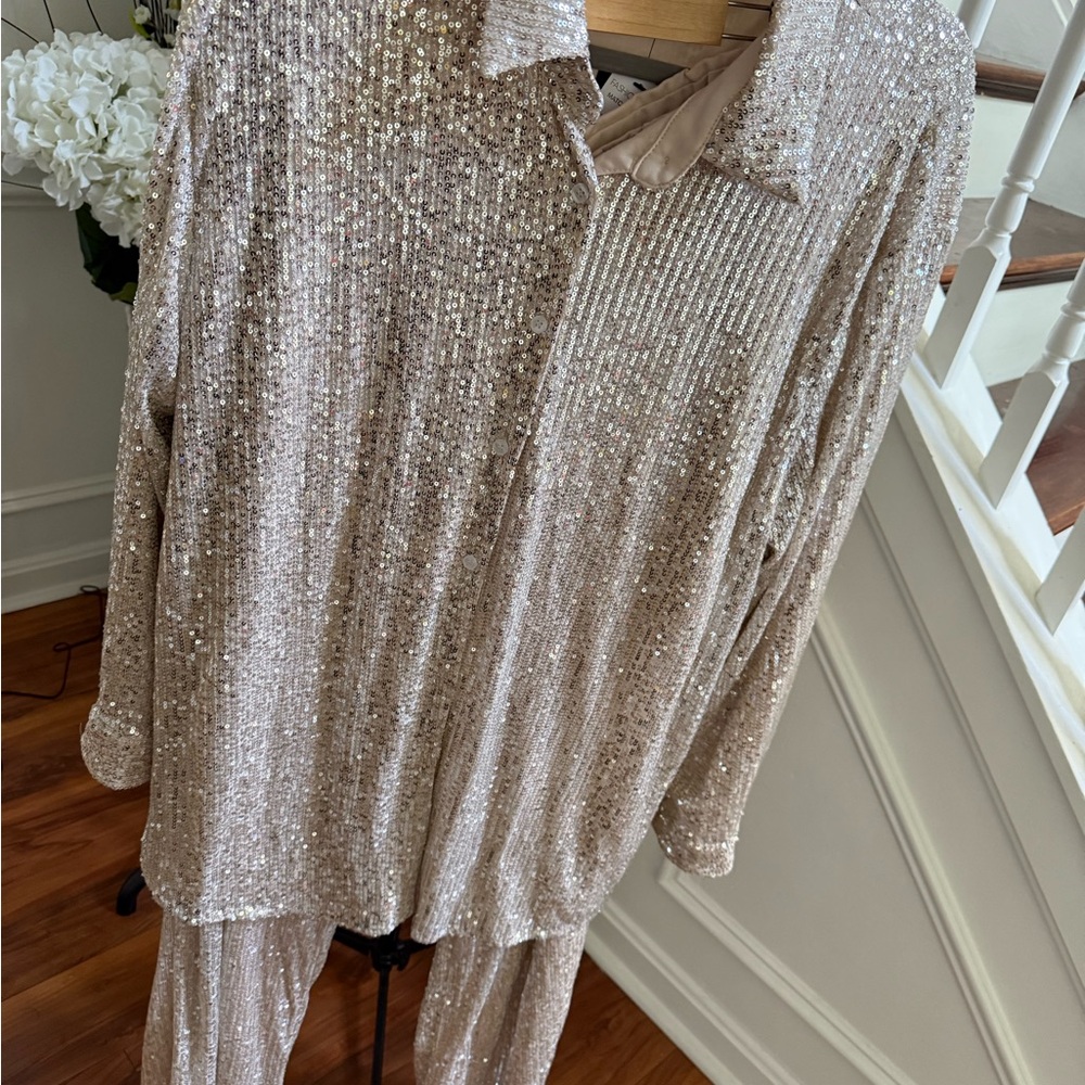 Fashion Nova Sequin Blazer - Silver